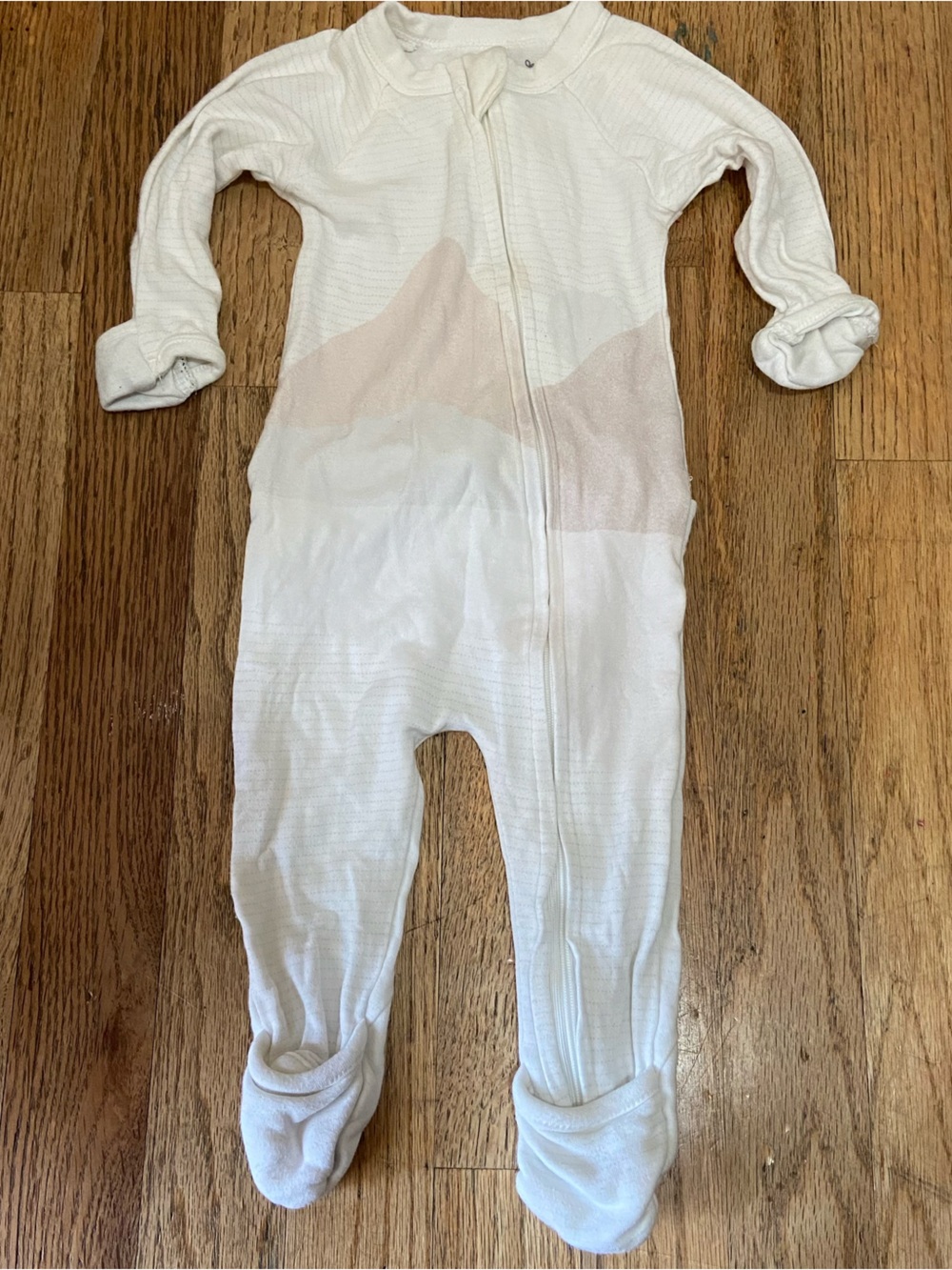 White and Pale Pink Footed Kids Zip-Front Sleep Romper